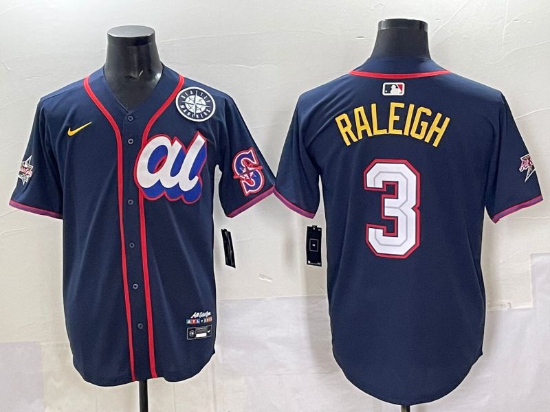Men 2025 Seattle Mariners #3 Raleigh Drak Blue All star Nike MLB Jersey style 02->seattle mariners->MLB Jersey